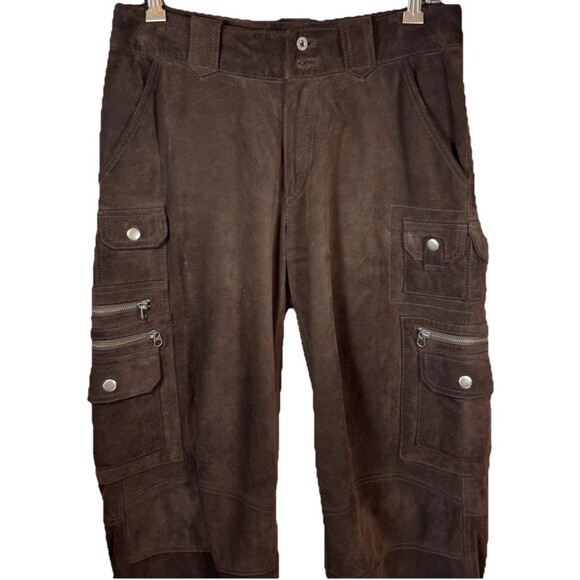 Sundance Pants Brown 6 Women's 100% Leather Cargo Pockets Zippers Lined‎ RARE - Picture 3 of 14